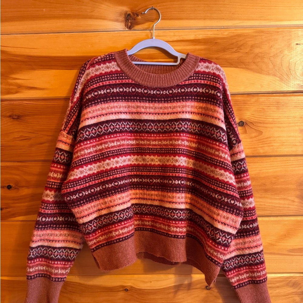 American Eagle Outfitters Striped Knit Sweater - Red and Orange